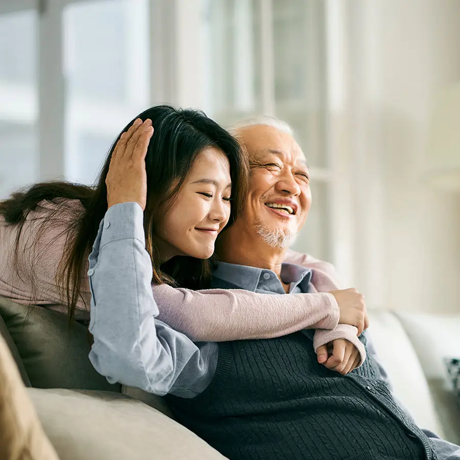 Elderly father with daughter.