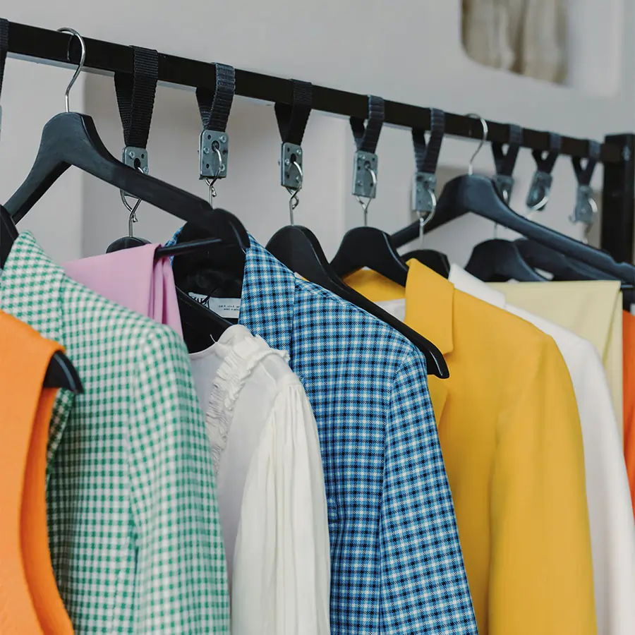 Rack at a clothing retail store.