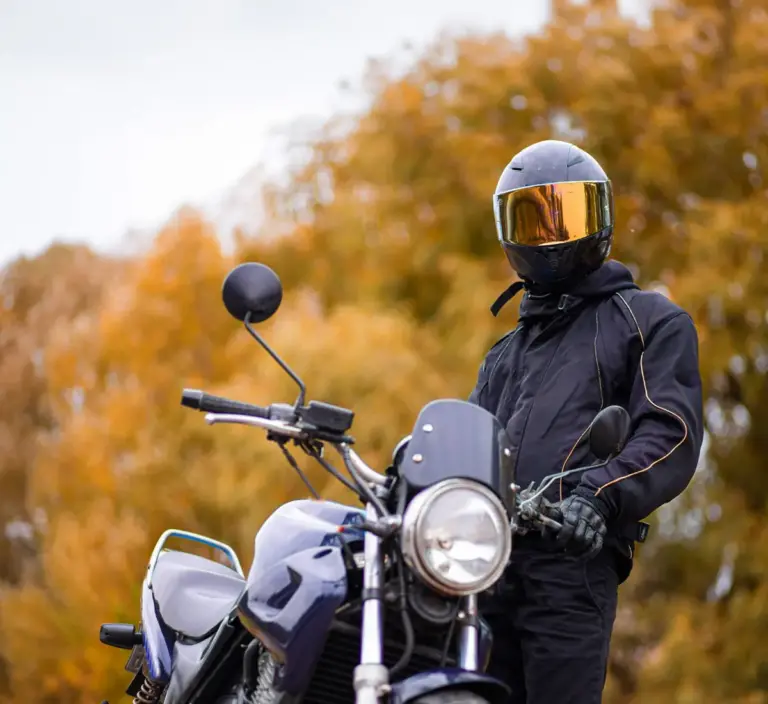 Rider with their classic motorcycle.