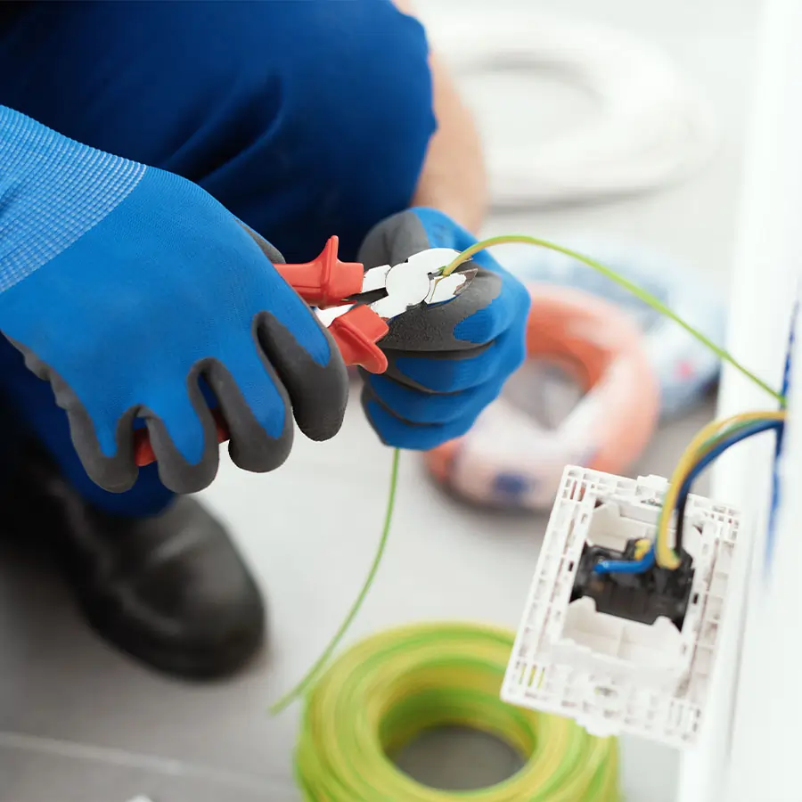 Electrician working.