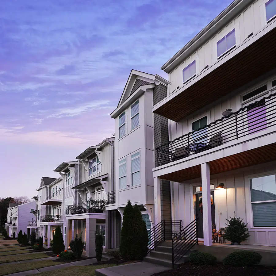 Townhouses in a neighbourhood.