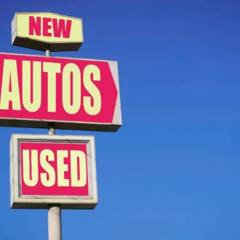 used car lot sign