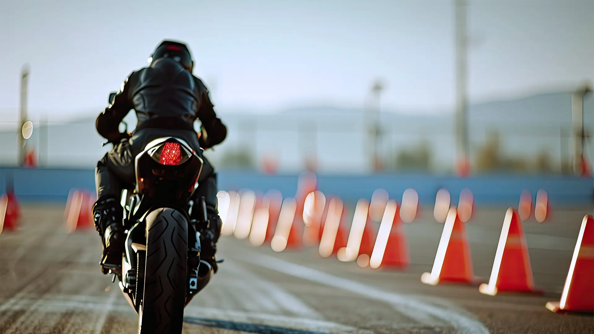 Motorcycle rider going through advanced training.