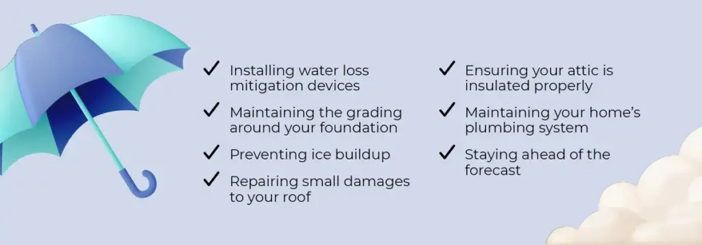 Water damage prevention examples outlined below.