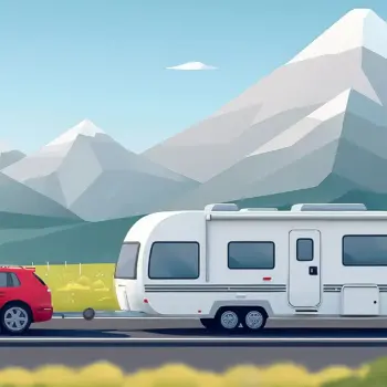 Car towing travel trailer.